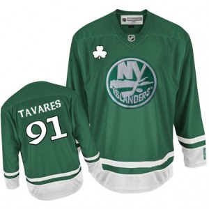 Reebok New York Islanders 91 Men's John Tavares Authentic Green St Patty's Day NHL Jersey