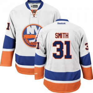 Reebok New York Islanders 31 Men's Billy Smith Authentic White Away NHL Jersey