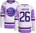 Adidas New York Islanders Men's Dave Langevin Authentic Hockey Fights Cancer NHL Jersey