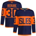 Adidas New York Islanders Men's Jean-Francois Berube Authentic Navy 2024 Stadium Series Primegreen NHL Jersey