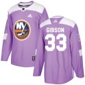Adidas New York Islanders Youth Christopher Gibson Authentic Purple ized Fights Cancer Practice NHL Jersey