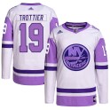 Adidas New York Islanders Youth Bryan Trottier Authentic White/Purple Hockey Fights Cancer Primegreen NHL Jersey