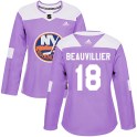 Adidas New York Islanders Women's Anthony Beauvillier Authentic Purple Fights Cancer Practice NHL Jersey