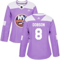 Adidas New York Islanders Women's Noah Dobson Authentic Purple Fights Cancer Practice NHL Jersey