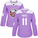Adidas New York Islanders Women's Tanner Fritz Authentic Purple Fights Cancer Practice NHL Jersey