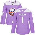 Adidas New York Islanders Women's Thomas Greiss Authentic Purple Fights Cancer Practice NHL Jersey