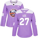Adidas New York Islanders Women's Anders Lee Authentic Purple Fights Cancer Practice NHL Jersey