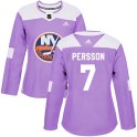 Adidas New York Islanders Women's Stefan Persson Authentic Purple Fights Cancer Practice NHL Jersey