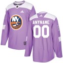 Adidas New York Islanders Men's Dave Langevin Authentic Purple Fights Cancer Practice NHL Jersey