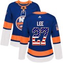 Adidas New York Islanders Women's Anders Lee Authentic Royal Blue USA Flag Fashion NHL Jersey