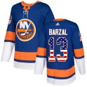 Adidas New York Islanders Men's Mathew Barzal Authentic Royal Blue USA Flag Fashion NHL Jersey