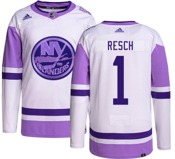 Adidas New York Islanders Men's Glenn Resch Authentic Hockey Fights Cancer NHL Jersey