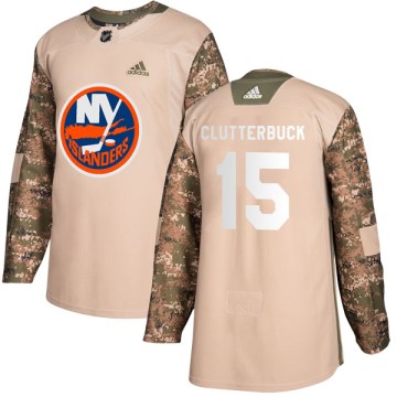 Adidas New York Islanders Youth Cal Clutterbuck Authentic Camo Veterans Day Practice NHL Jersey