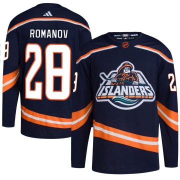 Adidas New York Islanders Men's Alexander Romanov Authentic Navy Reverse Retro 2.0 NHL Jersey