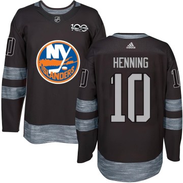 New York Islanders Men's Lorne Henning Authentic Black 1917-2017 100th Anniversary NHL Jersey