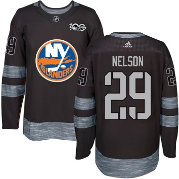 New York Islanders Men's Brock Nelson Authentic Black 1917-2017 100th Anniversary NHL Jersey