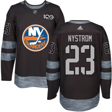New York Islanders Men's Bob Nystrom Authentic Black 1917-2017 100th Anniversary NHL Jersey