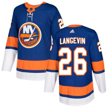 Adidas New York Islanders Men's Dave Langevin Authentic Royal Home NHL Jersey