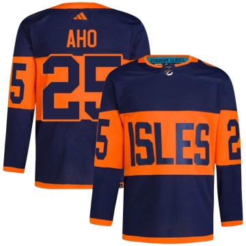 Adidas New York Islanders Men's Sebastian Aho Authentic Navy 2024 Stadium Series Primegreen NHL Jersey
