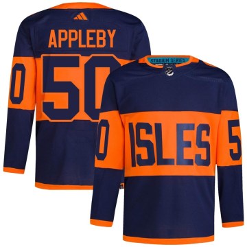 Adidas New York Islanders Men's Kenneth Appleby Authentic Navy 2024 Stadium Series Primegreen NHL Jersey