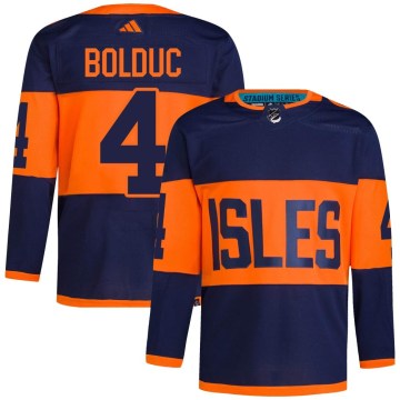 Adidas New York Islanders Men's Samuel Bolduc Authentic Navy 2024 Stadium Series Primegreen NHL Jersey
