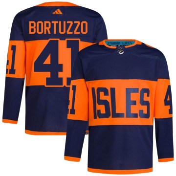 Adidas New York Islanders Men's Robert Bortuzzo Authentic Navy 2024 Stadium Series Primegreen NHL Jersey