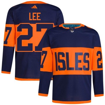 Adidas New York Islanders Men's Anders Lee Authentic Navy 2024 Stadium Series Primegreen NHL Jersey