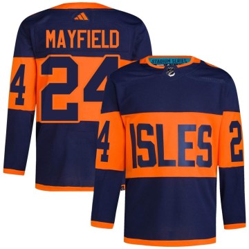 Adidas New York Islanders Men's Scott Mayfield Authentic Navy 2024 Stadium Series Primegreen NHL Jersey