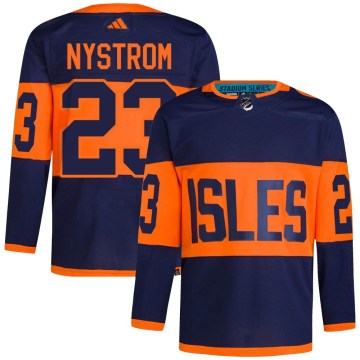Adidas New York Islanders Men's Bob Nystrom Authentic Navy 2024 Stadium Series Primegreen NHL Jersey
