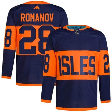 Adidas New York Islanders Men's Alexander Romanov Authentic Navy 2024 Stadium Series Primegreen NHL Jersey