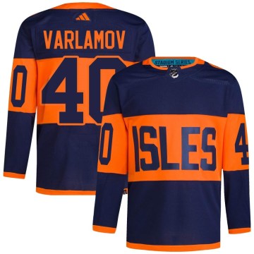 Adidas New York Islanders Men's Semyon Varlamov Authentic Navy 2024 Stadium Series Primegreen NHL Jersey