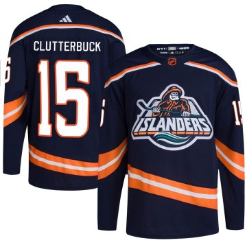 Adidas New York Islanders Youth Cal Clutterbuck Authentic Navy Reverse Retro 2.0 NHL Jersey
