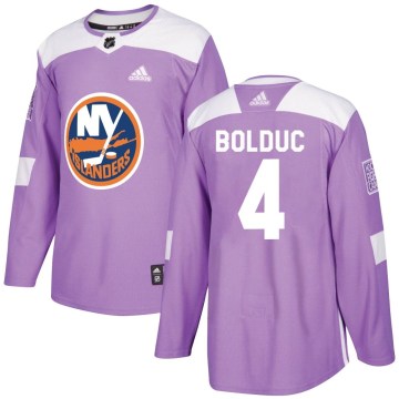 Adidas New York Islanders Youth Samuel Bolduc Authentic Purple Fights Cancer Practice NHL Jersey