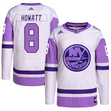 Adidas New York Islanders Youth Garry Howatt Authentic White/Purple Hockey Fights Cancer Primegreen NHL Jersey