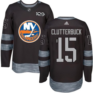 New York Islanders Youth Cal Clutterbuck Authentic Black 1917-2017 100th Anniversary NHL Jersey