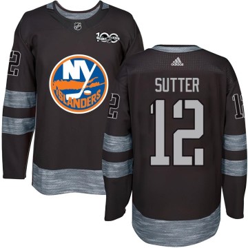 New York Islanders Youth Duane Sutter Authentic Black 1917-2017 100th Anniversary NHL Jersey