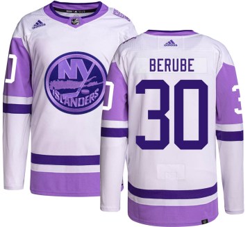 Adidas New York Islanders Youth Jean-Francois Berube Authentic Hockey Fights Cancer NHL Jersey