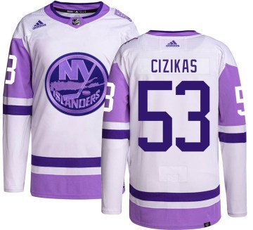 Adidas New York Islanders Youth Casey Cizikas Authentic Hockey Fights Cancer NHL Jersey