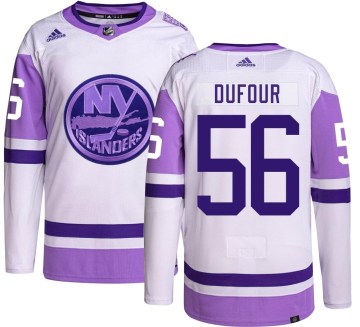 Adidas New York Islanders Youth William Dufour Authentic Hockey Fights Cancer NHL Jersey