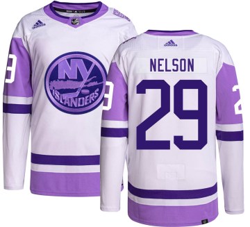 Adidas New York Islanders Youth Brock Nelson Authentic Hockey Fights Cancer NHL Jersey