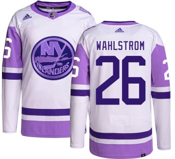 Adidas New York Islanders Youth Oliver Wahlstrom Authentic Olive Hockey Fights Cancer NHL Jersey