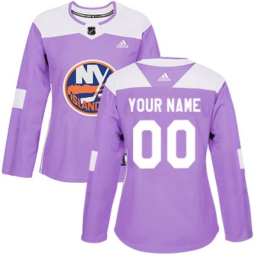 Adidas New York Islanders Women's Custom Authentic Purple Custom Fights Cancer Practice NHL Jersey