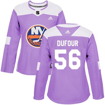 Adidas New York Islanders Women's William Dufour Authentic Purple Fights Cancer Practice NHL Jersey