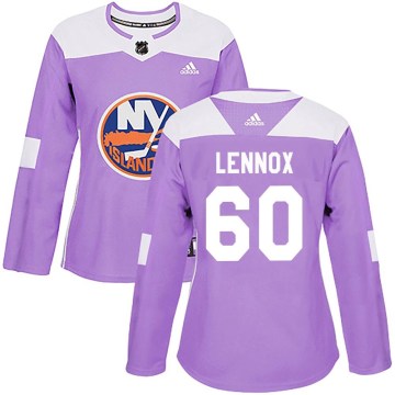 Adidas New York Islanders Women's Tristan Lennox Authentic Purple Fights Cancer Practice NHL Jersey