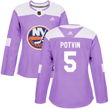 Adidas New York Islanders Women's Denis Potvin Authentic Purple Fights Cancer Practice NHL Jersey