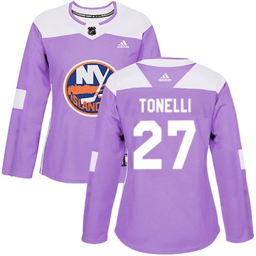 Adidas New York Islanders Women's John Tonelli Authentic Purple Fights Cancer Practice NHL Jersey