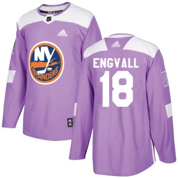 Adidas New York Islanders Men's Pierre Engvall Authentic Purple Fights Cancer Practice NHL Jersey